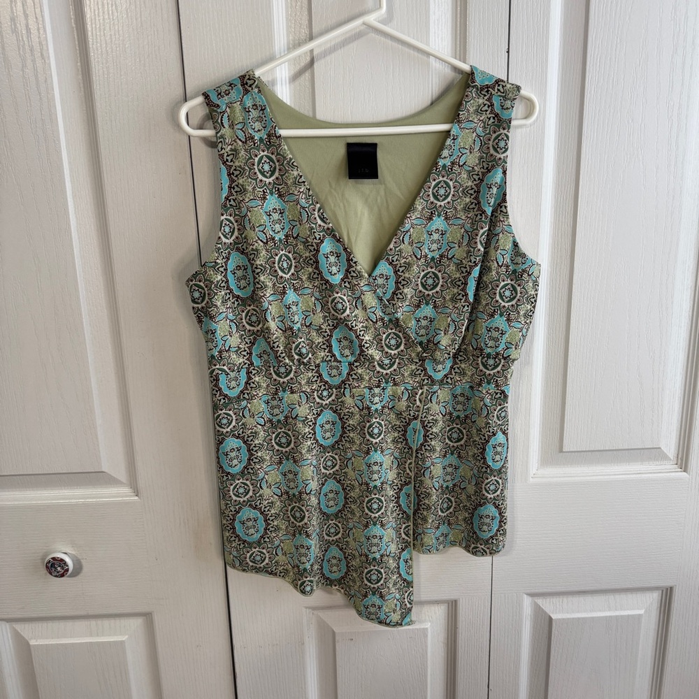 JTB paisley asymmetrical‎ faux wrap blouse size XL